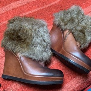 Vince Camuto Brown Fur Ankle Booties
